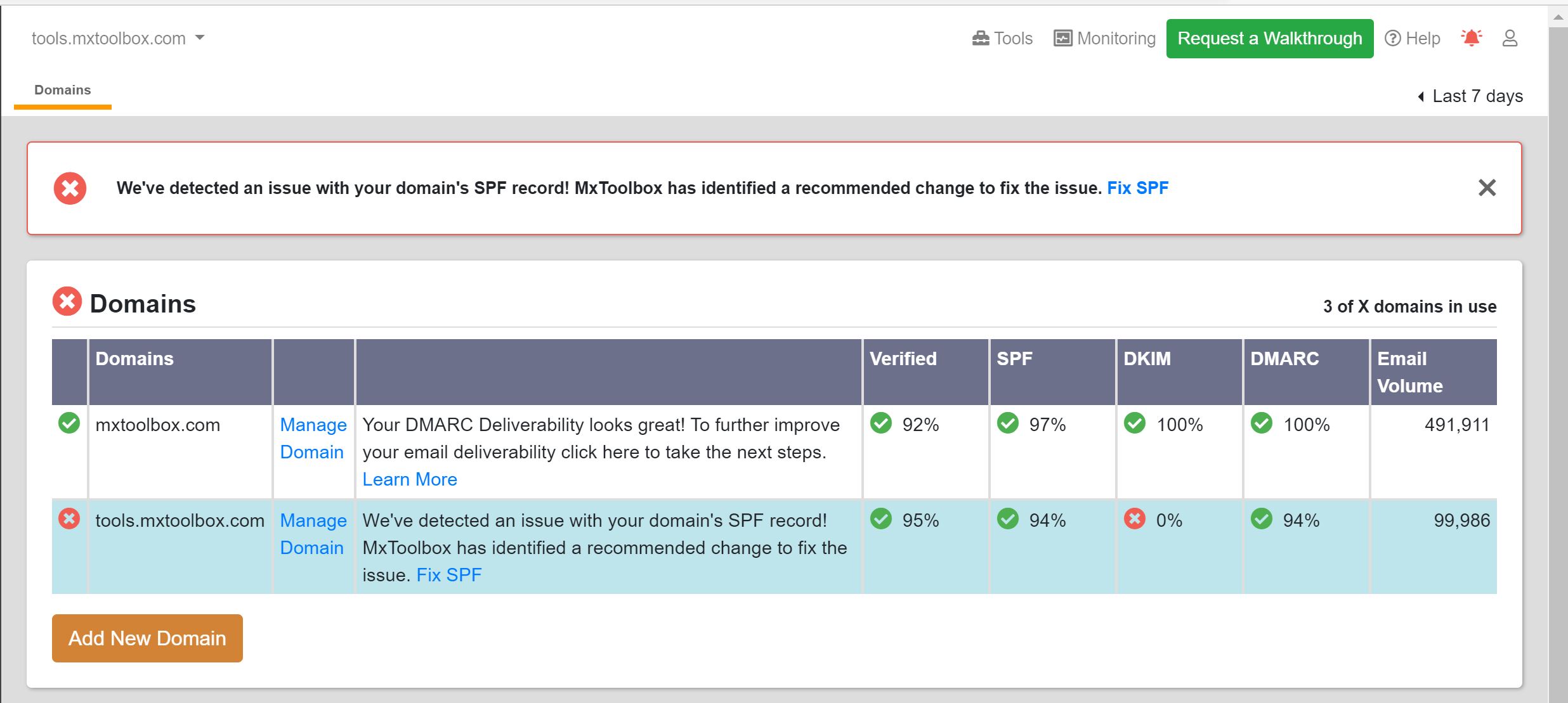 list of domain statuses