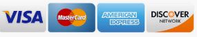 We accept Visa, Mastercard, Amex, Discover